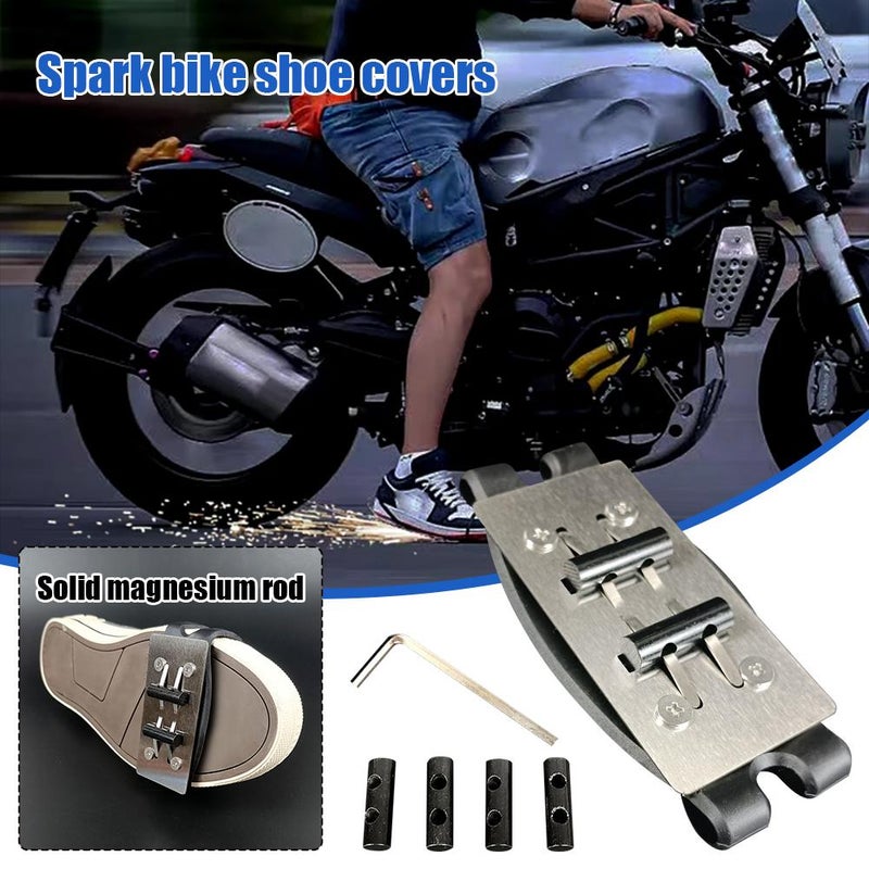 Pad Sparks for Motorbike & Skateboards, Foot Pressure Slider Riding Shoe Cover – Add Dazzling Sparks to Your Stunts, Easy Install for Night Rides, Tricks & Outdoor Fun (1*Shoe Cover + 4*Flints Pad) - Image 2